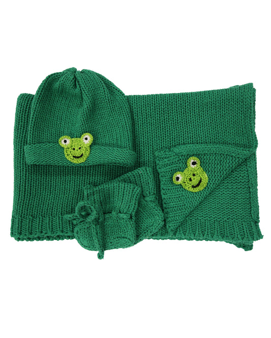 Newborn Three Piece Knit Set: Oggy the Frog