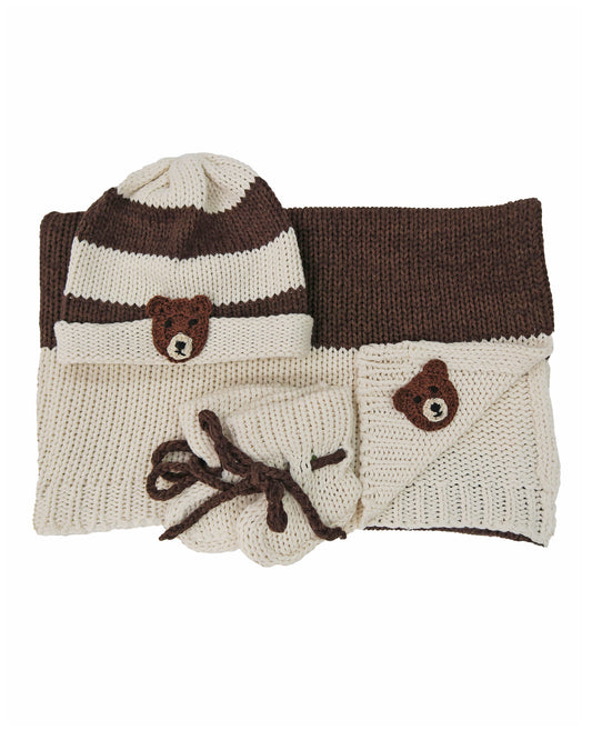 Newborn Three Piece Knit Set: Sage the Bear